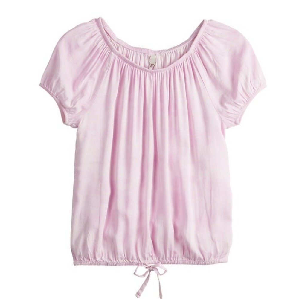 So Girls Puff Sleeve Top Large 10-12 Purple Tie Dye New with Tags Tie Front Cute
